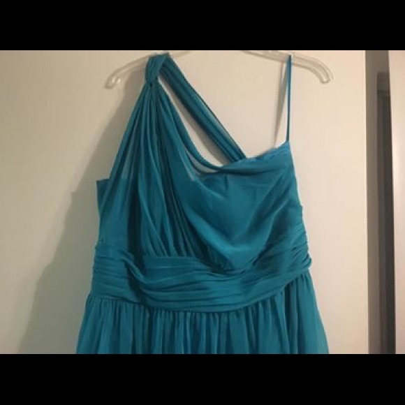 Teal One Shoulder Dress - Picture 2 of 4